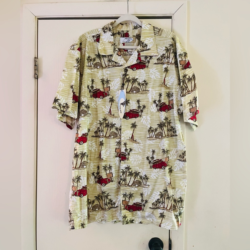 NWT VTG 50s Style Surfer Retro Cotton Surfer Hawaiian Button Down 2X Shirt